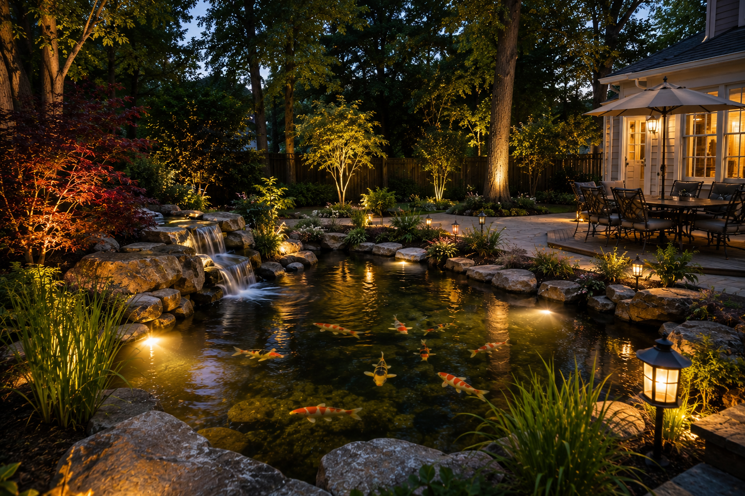 Small backyard koi pond idea for Norfolk Virginia homeowners